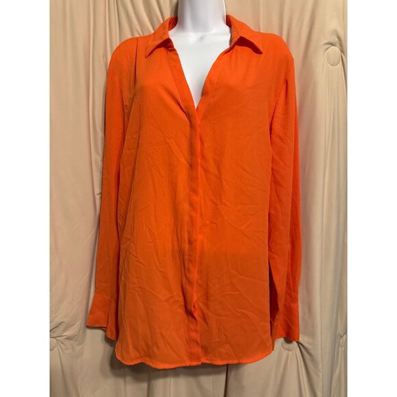NEW Orange Worthington Blouse XL Button Up - Picture 1 of 3